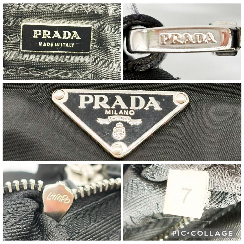 PRADA Pocono Tessuto leather shoulder bag black triangular white - Picture 9 of 9